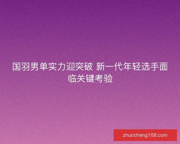 国羽男单实力迎突破 新一代年轻选手面临关键考验