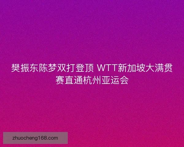 樊振东陈梦双打登顶 WTT新加坡大满贯赛直通杭州亚运会